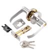 Qrity Lever Door Handle Lock with Keys, Interior Privacy Knob Locking Device, Security Locks for Entrance/Exit Access - Silver