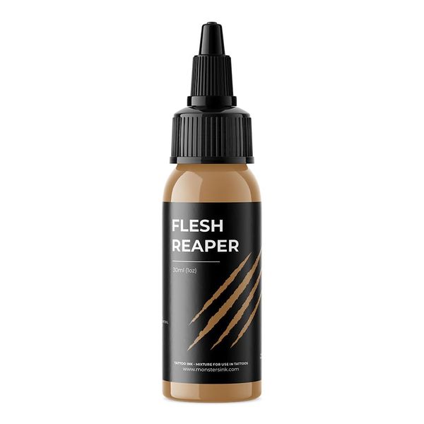 Brown Tattoo Ink by Monsters Ink, Flesh Reaper a Coloured Tattoo Ink, Rich Golden Flesh Tone Tattoo Ink 30ml