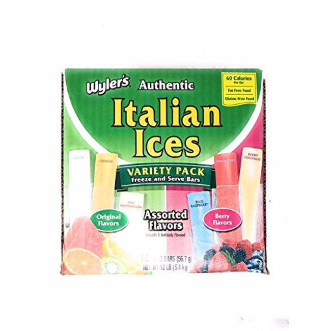 Wyler's Authentic Italian Ice Fat Free Freezer Bars Original Flavors 2oz bars, 96 count