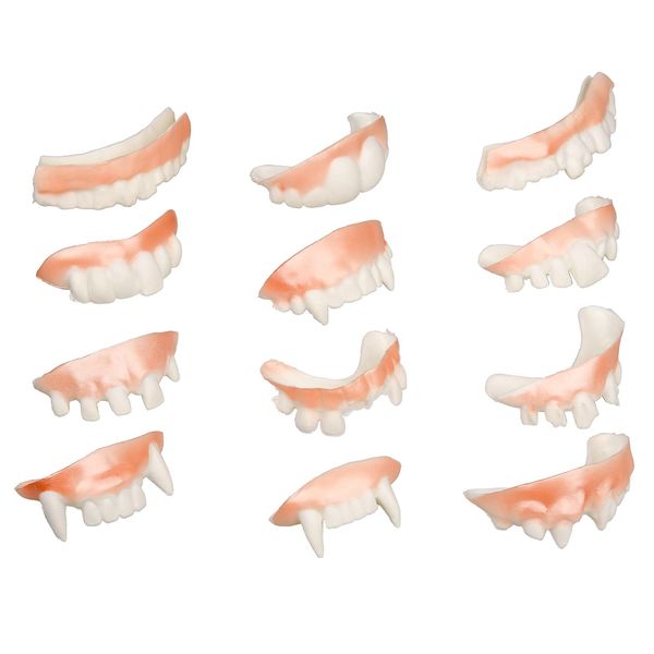 NAUZE 12 Pack Halloween Demon Teeth Funny Bob Teeth Wacky Artificial Teeth False Teeth Prop Teeth and Fangs