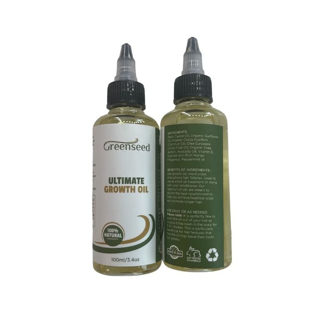 GreenSeed Hair -Hair Growth Oil -Formulated to Support Longer, Stronger and Moisturized Hair- Paraben Free – Alcohol Free - Made In the USA - Healthier Hair and Scalp- Travel Size 3.4oz