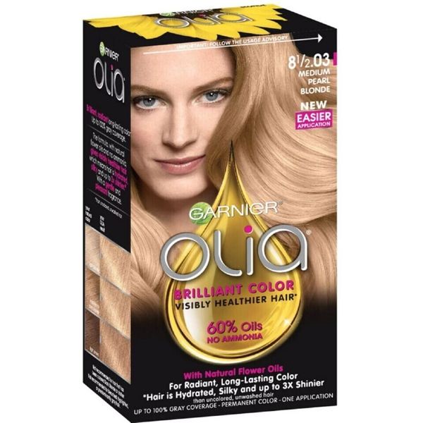 Garnier Olia Oil Powered Permanent Hair Color, 8 1/2.3 Medium Pearl Blonde RARE