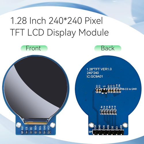 YELUFT 3pcs 1.28 Inch TFT LCD Display Module Round 240 x 240 Pixel RGB 65K Color GC9A01 Driver 4 Wire SPI Interface Self-Luminous Display Board for Arduino/Raspberry Pi/ESP32 (Pre-Soldered)