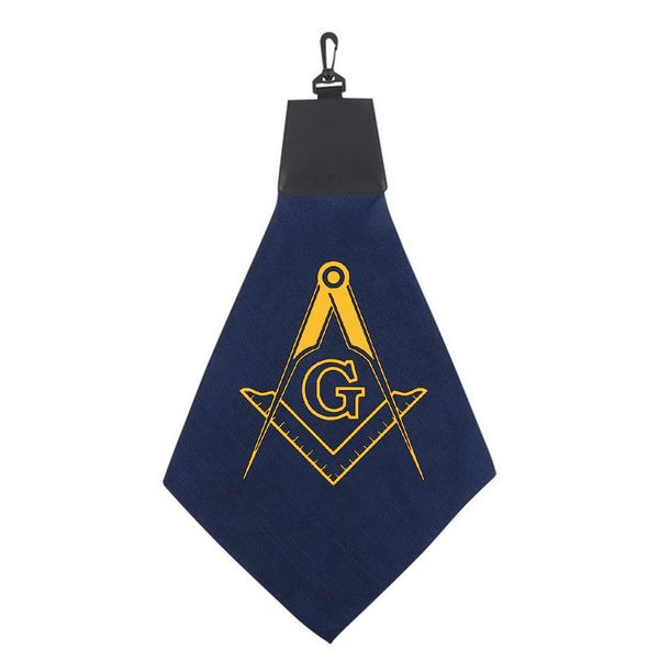 Mason G Square & Compass Freemason Masonic Triangle Golf Towel with Pleather & Swivel Hook Father's Day Club Ball Tee Golfing Gift Birthday Variety Colors Towels Vinyl