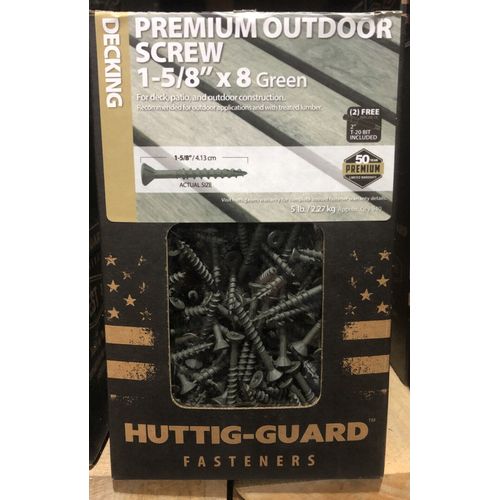 5 Lbs.  Huttig-Guard 1 5/8" x #8 Pro Outdoor Decking Screw T-20 Star Drive Green