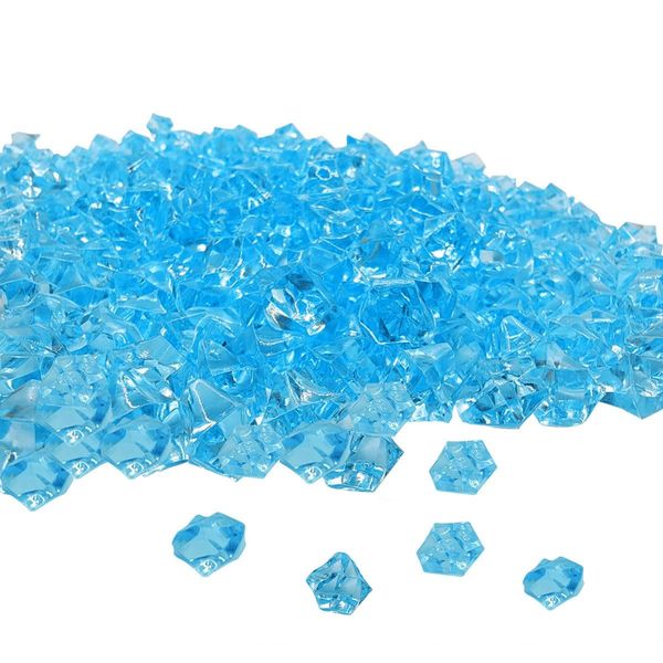 zhuohai 300 Pcs Acrylic Ice Rocks Crystals Gems, Bulk Fake Crystals, Plastic Diamonds for Vase Filler Wedding Decoration Table Scatter Party Arts Crafts Display (Light Blue)