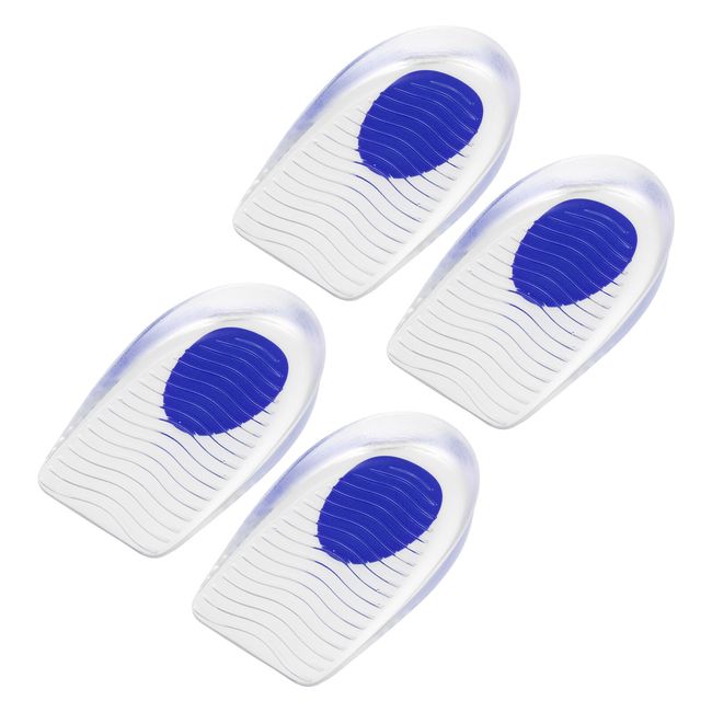 4Pcs Set Silicone Heel Support Cup Pads Ripple Pattern Blue Size 33-39