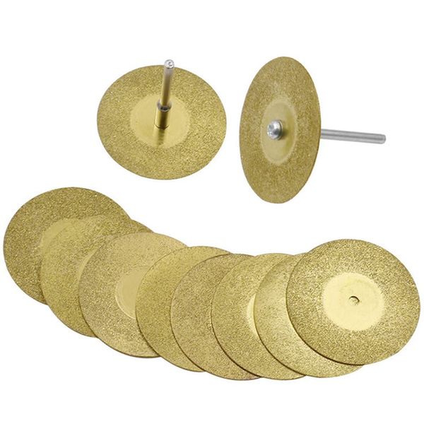 Mini Diamond Cutter, Rotary with Round Hole, Diamond Cutter, Polishing Cutter, Small Diameter, Round Saw Blade, Rotary Type Diamond Cutting Disc, Polishing Tool, Mini Router, Micro Grinder [10 (Gold