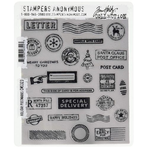 Stampers Anonymous CMS323 Tim Holtz Cling Stamps 7"X8.5"-Holiday Postmarks