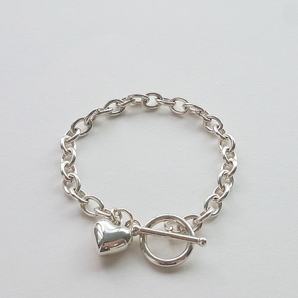 925 silver plump heart bracelet chain bracelet silver bracelet