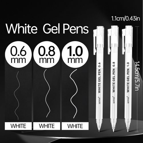 9-Pack White Gel Pen Set – 0.6/0.8/1.0mm Fine Point Opaque Ink for Black Paper Drawing, Bullet Journaling & Holiday Crafts