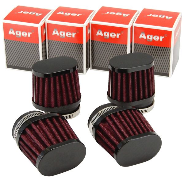 Ager 50mm Oval Power Filter, Black and Red, 4 Pack