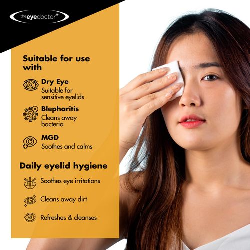 The Eye Doctor Eyelid Wipes – 80 x Single use Lid & Lash Wipes – Suitable for Sensitive Eyes, Dry Eyes, Blepharitis & MGD - Rinse-Free Eye Wipes - Removes Makeup, Oil, Debris