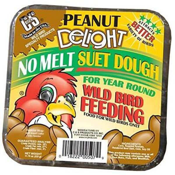 No Melt Suet Dough Delights for Wild Birds, 12 Pack Peanut