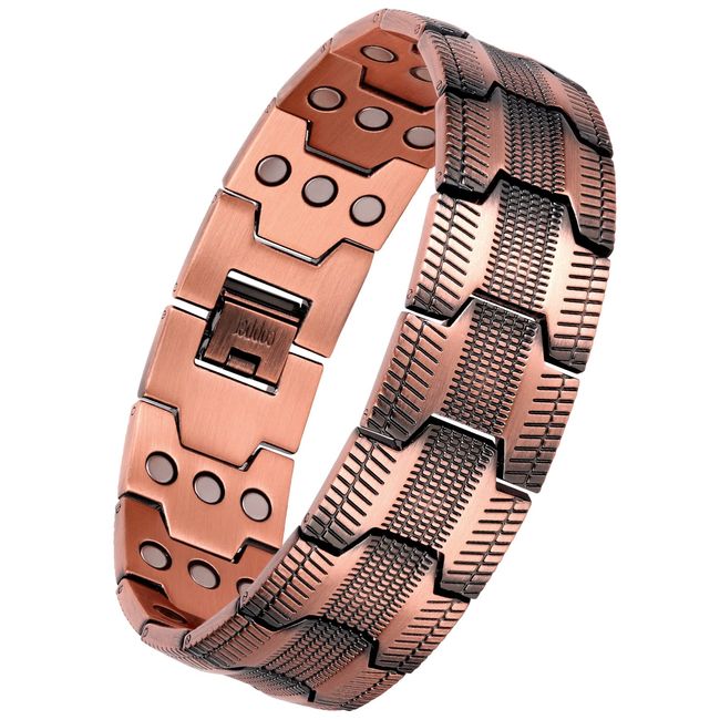 Jeracol 99,99 % massives Kupfer, magnetische Armbänder für Herren, 3 x ultrastarke Magnete (3500 Gauss), magnetische Armbänder, Brazaletes zum Jahrestag, verstellbare Größe und Schmuck-Geschenkbox