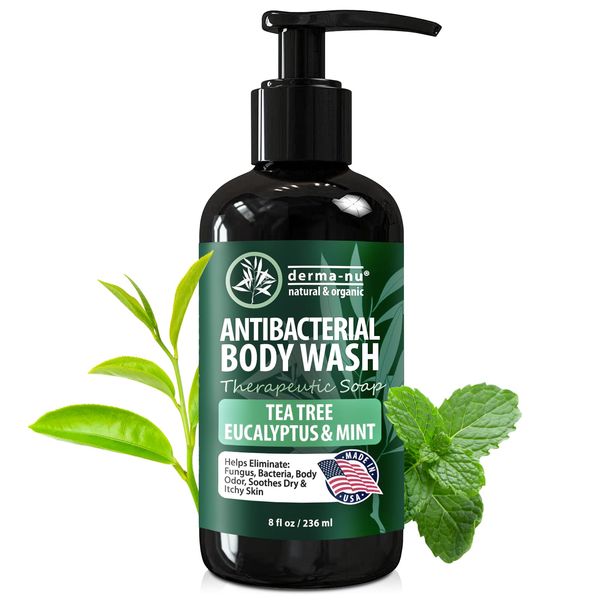 Antifungal Antibacterial Soap & Body Wash - Natural Fungal Treatment with Tea Tree Oil for Jock Itch, Athletes Foot, Body Odor, Nail Fungus, Ringworm, Eczema & Back Acne - For Men and.