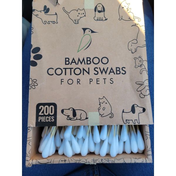 Bamboo Cotton Swabs fpr pets 200 Pieces X 2 boxes =400!