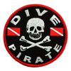 DIVE PIRATE iron-on PATCH SCUBA DIVING skull crossbones EMBROIDERED JOLLY ROGER