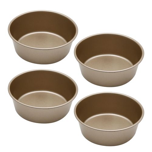 4Pcs Mini Cake Pan Set Small Round Cake Pan Set Cake 5 Inch Round Aluminum Cake Pan Set Non-stick Baking Pan Non-Toxic for Baking Roasting Home Party