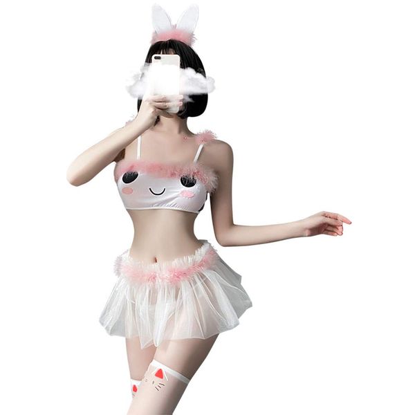 UMIKO Cat Cosplay, Sexy See-Through Costume, Lingerie, Extreme, Women's, Cute, Mini Skirt, Stockings, Value Set of 5