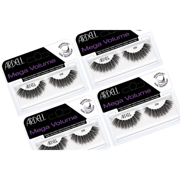 Ardell Mega Volume Lash 258 Multi-Layered False Lashes with Curl Technology, 4 pairs