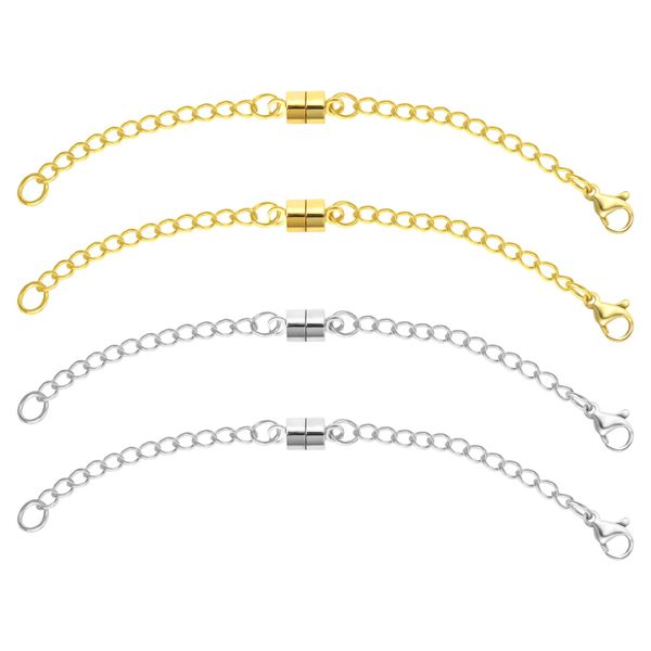 Ofiuny Necklace Extender Magnetic Necklace Clasp Silver and Gold Chain Extenders for Necklaces,Adjustable Durable Magnetic Necklace Clasps and Closures with Lobster Clasp