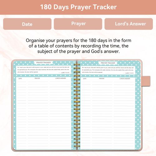 Prayer Journal for Women, Daily Bible Journal, Devotional Journal, Verse Inspirational Writing Spiral Notebook for Christian Gifts, Lasts 6 Months (8.5x5.5”), Rose Gold