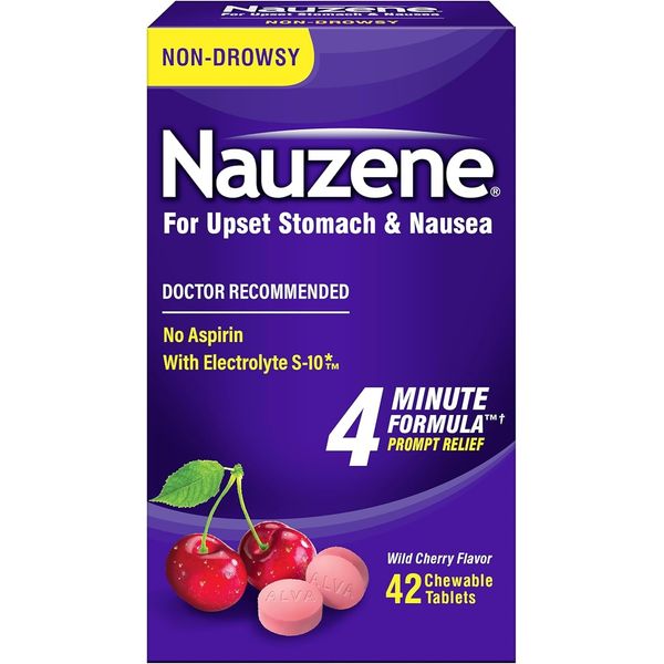 Nauzene Nausea Relief Chewable Tablets Wild Cherry Flavor, 42 Ct