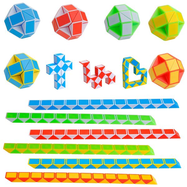 Party Bag Fillers Toys for Kids - 24 Blocks Magic Snake Cube 12 Pack Favours Fidget Toy Mini Speed Twist Puzzle Supplies Children Gift