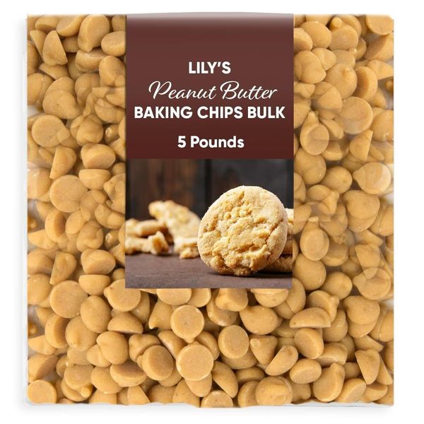 Lilys Peanut Butter Baking Chips Bulk 5 Pounds  Gluten Free Low Carb Baked Chips