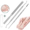 Nail Debris Remover, Nail File, Nail Lifter, Set of 3, Stainless Steel Nail Debris Removal, Toenail Care, Rolled Nails, Thick Nails, Nail Care