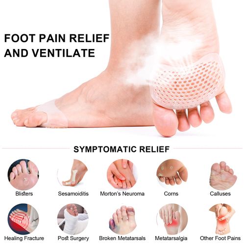 Metatarsal Pads Women Men 6 Pack, Reusable Gel Ball of Foot Cushion for Women High Heels, Foot Pads for Pain Relief for Shoes Pads, Bunion Forefoot Pads, Foot Cushion for Ball of Feet Clear