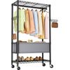 Rolling Clothes Rack,Heavy Duty Clothes Rack,3 Tier Adjustable Clothes Hanger,Wi