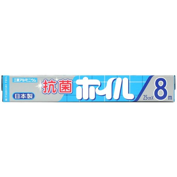 Mitsubishi Aluminum Antibacterial Aluminum Foil, Silver, Approx. Width 9.8 inches (25 cm) x Length 22.8 ft (8 m), Made in Japan