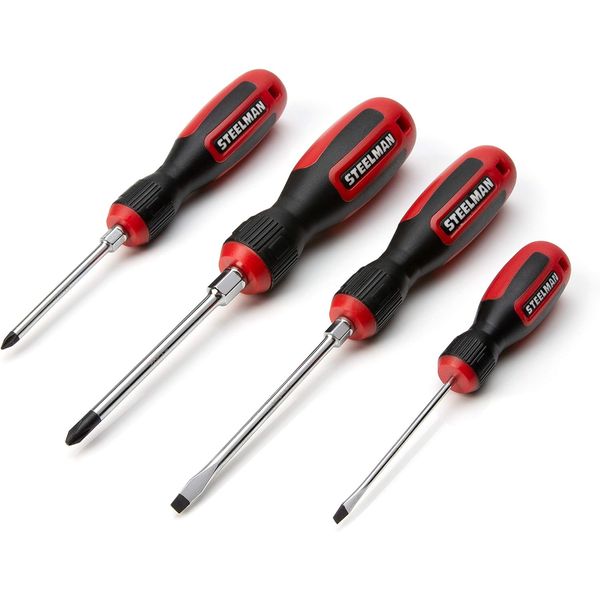 STEELMAN 4-Piece Comfort Grip Screwdriver Set, 1/8-inch x 3-inch and 3/16-inch x