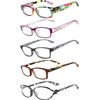 Readers 5 Pack Reading Glasses Ladies Spring Hinge lens +2