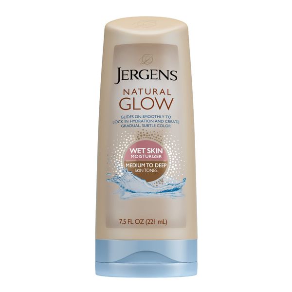 Jergens Natural Glow In-shower Moisturizer, Medium to Tan Skin Tone, 7.5 Ounce Wet Skin Lotion, Locks in Hydration with Gradual, Flawless Color