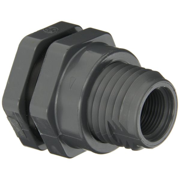 Hayward BFAS1007TES Series BFAS Short Pattern Bulkhead Fitting, Threaded x Threaded End, PVC with EPDM Seals, 3/4" Size