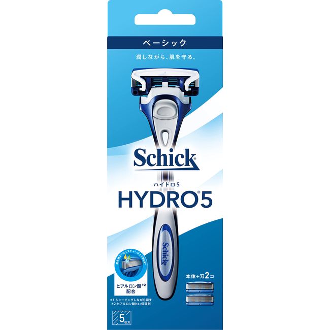 Hydro Schick Hydro5 Basic Holder (with Blade + 1 Replacement Blade) with Skin Guard 5 Blades, Blue