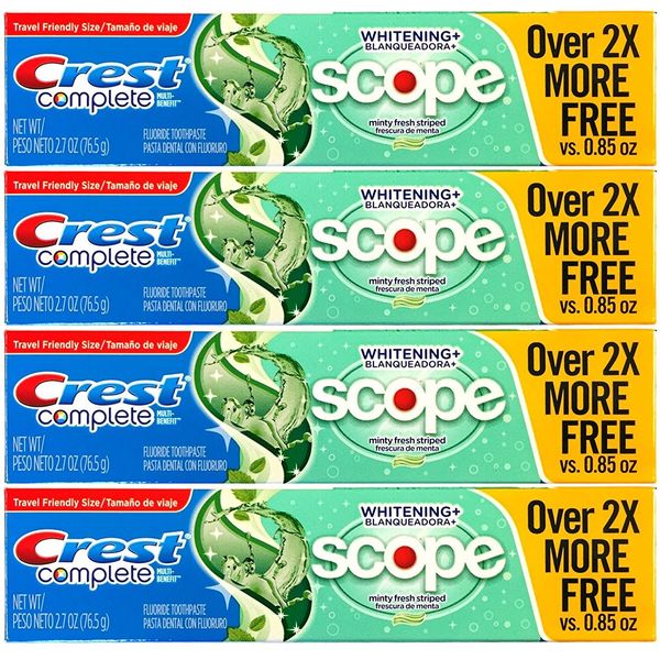 Crest Whitening Plus Scope Toothpaste Minty Fresh Striped 2.70 oz (Pack of 4)