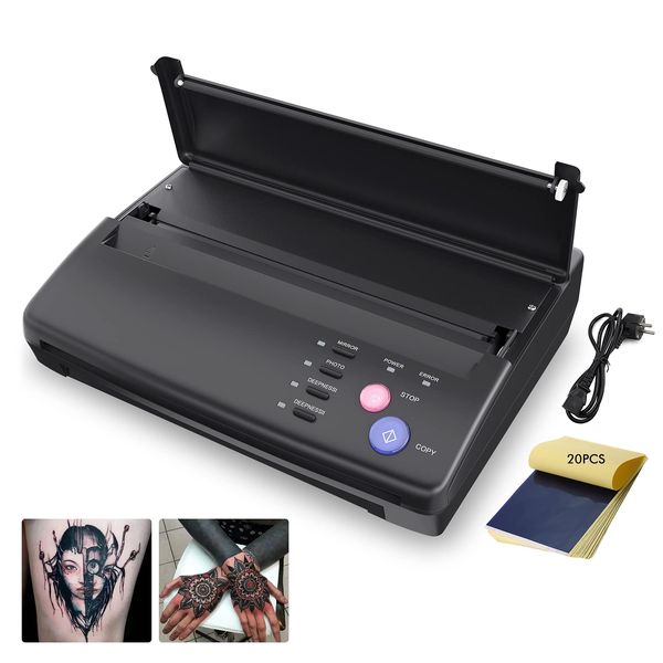 Tattoo Transfer Stencils Machine-BIOMASER Tattoo Transfer Printer Machine Tattoo Copier Drawing Thermal Stencil Maker with 20 Tattoo Transfer Papers