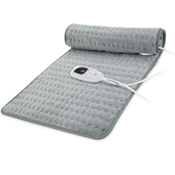 Heating pad Electric Heat Pad for Back Pain and Cramps Relax - Electric Heat Pad with 6 Heat Settings -Auto Shut Off (Silver Gray, 33“x17”)