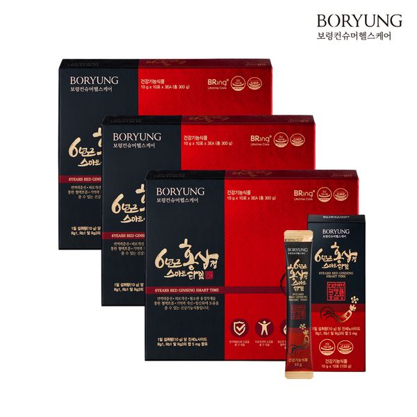 Boryeong 6-year-old red ginseng extract smart time red ginseng extract red ginseng stick gift set 30 packs, 3 pieces