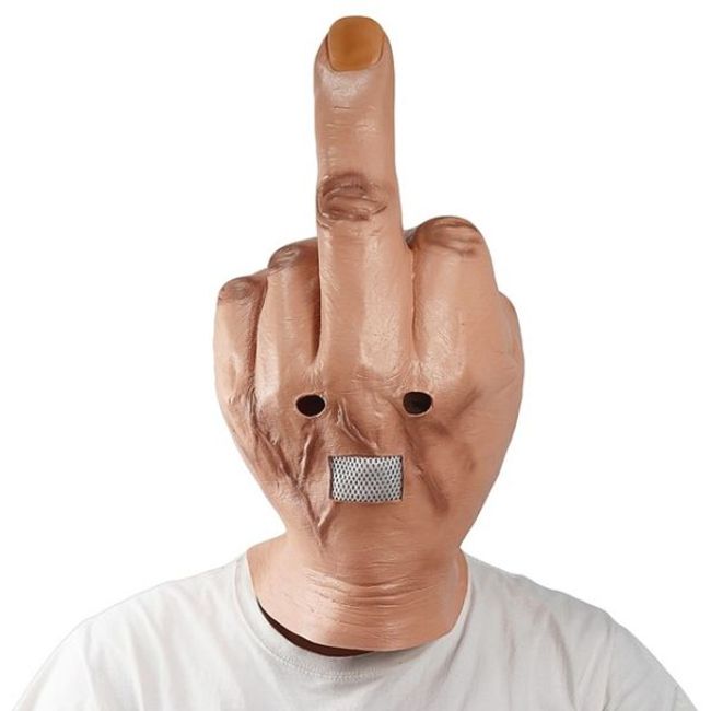 Halloween Mask Creative Personality Contempt Vertical Middle Finger Mask Cosplay Bar Spoof Hat Roll