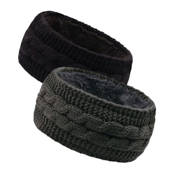 TSHAOUN 2 Pcs Winter Stirnband Damen Gestrickte,Stirnbänder Ohrenwärmer Kopfband Haarband Verdicken, fitness stirnband damen,Elastische Häkelarbeit Thermo Stirnband für Skifahren Laufen (2 Pcs)