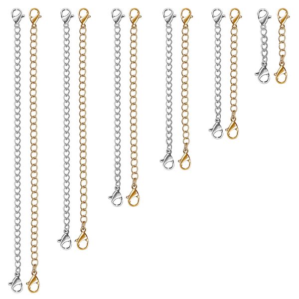 Necklace Extender, 12 PCS Chain Extenders for Necklaces, Premium Stainless Steel Jewelry Bracelet Anklet Necklace Extenders (6 Gold, 6 Silver), Length: 1" 2" 3" 4" 5" 6", by UUBAAR