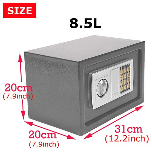 Autofather Safety Box with Code High Security Steel Lock Safes Home Office Money Cash Storage Box with 2 Emergency Keys - 31x20x20cm (Grey)