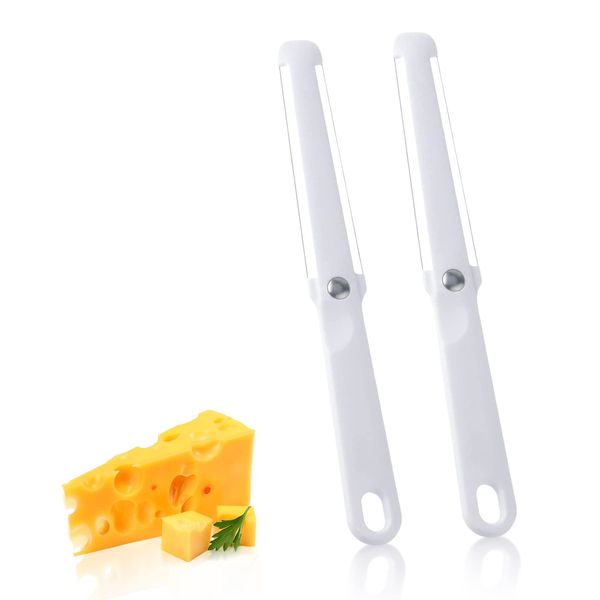 2pcs Cheese Slicer Cheese Wire Cutter with Soft Handle for Hard and Semi-Hard Cheese Butter Chocolate and Creams Cheese Cutting Knife with Wire Cheese Slicer Wire for Block Cheese Cutting Wire