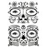 DPKOW Halloween Face Tattoos Makeup, 8 Pack Day Of The Dead Temporary Tattoos for Halloween Body Art Supplies, Spider Web Flowers Skull Tattoos Stickers for Halloween Costume Play Masquerade Supplies