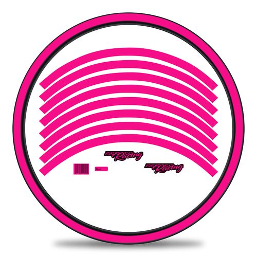 Set of 16 Wheel Rim Stickers for Bicycle Rims in Classic Design Complete Set for 27 Inch 29 Inch for Ebike Road Bike Mountain Bike MTB Balance Bike RX037 (Neon Pink, Matte)